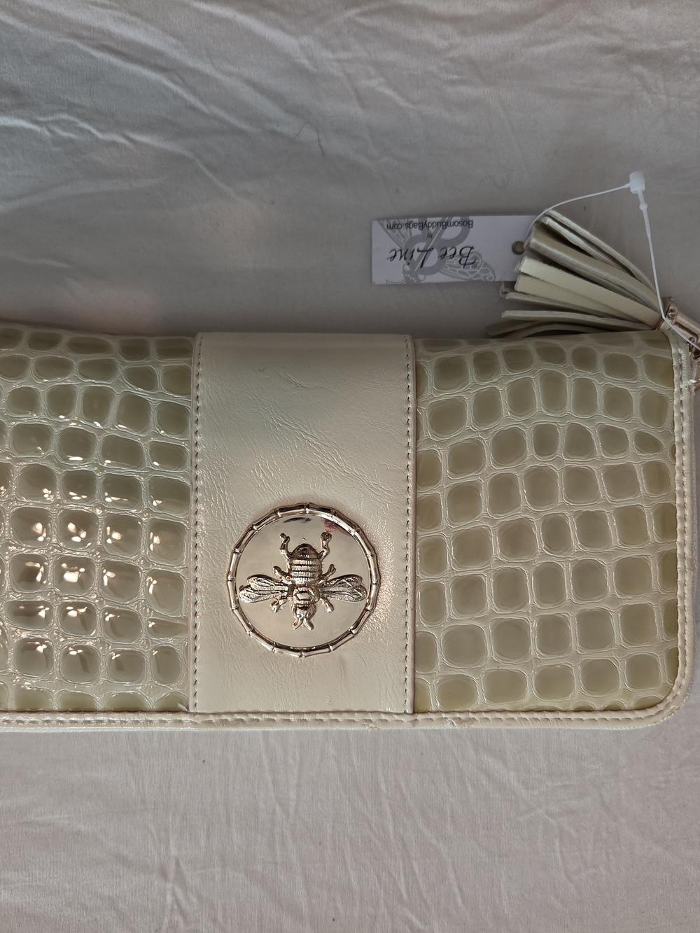Bee Line By Bosom Buddy Bags Cream Bee-Emblem Clutch Wallet - Women Bags